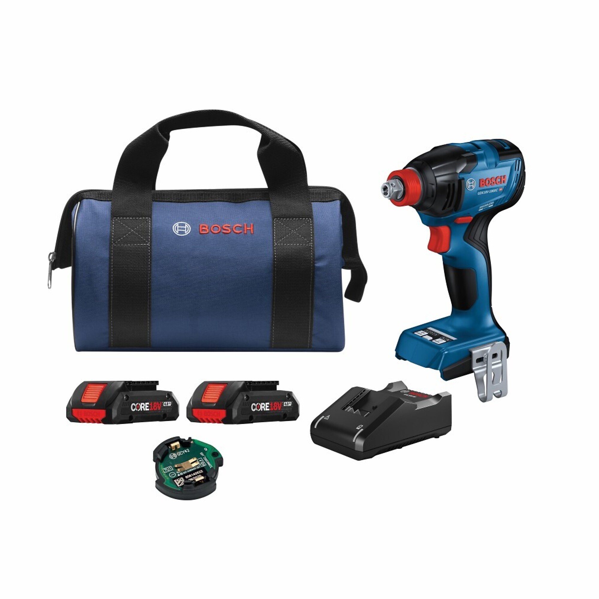 Bosch 18V Brushless Connected Freak Impact Driver — 1/2in. Drive, 1860in.-Lbs. Torque, 4.0Ah Batteries, Model# GDX18V-1860CB25